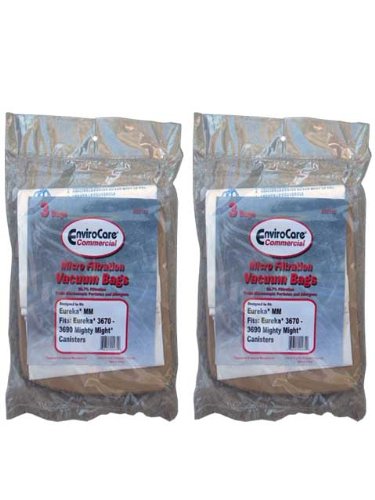 6 Eureka Style MM Commercial Bags Allergy Mighty Mite Vacuum, Canister Limited, Sanitaire Vacuum Cleaners, 3670, 3680, 3690, 602695, 60295B, 60295-12, 60296, 60296-12(filteraire), 60297-10, S3681B, SC3683A, SC3686A