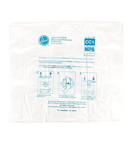 Hoover CH32008 HushTone CC1 Canister HEPA Certified Cloth Premium Bag, Part 440005751