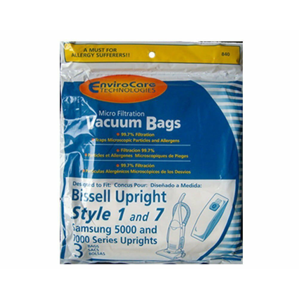 Replacement Part For Bissell Upright Powerforce Series Style 1 & 7 Paper Bags 3 Pk :- 840