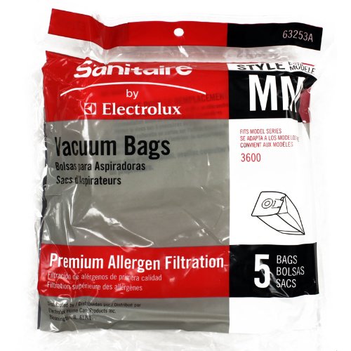 Sanitaire Eureka Electrolux Style MM Premium Allergen Filtration 5pk 63253 Vacuum Bags, White