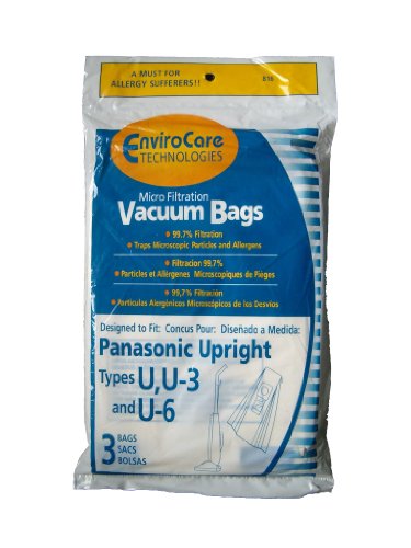 3 Panasonic Type U U3 U6 Upright Vacuum Cleaner Microfiltration Bags