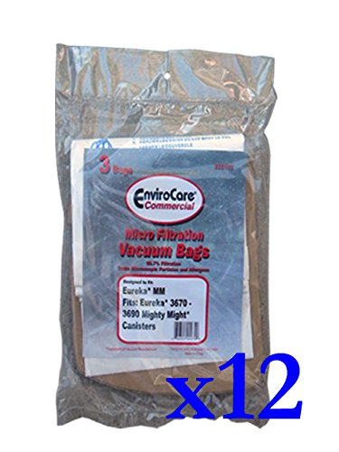 36 Eureka Style MM Commercial Bags Allergy Mighty Mite Vacuum, Canister Limited, Sanitaire Vacuum Cleaners, 3670, 3680, 3690, 602695, 60295B, 60295-12, 60296, 60296-12(filteraire), 60297-10, S3681B, SC3683A, SC3686A