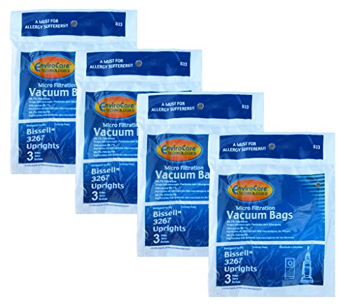 12 EnviroCare replacement Allergy Bags for Bissell 3267 Powerglide, Velocity Upright Vacuum Cleaner
