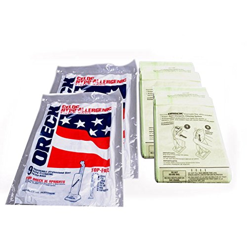 Oreck Upright Vacuum Cleaner Hypo Allergenic Non Docking Green Paper Bags 18PK # 8000-9DW, PK80009DW
