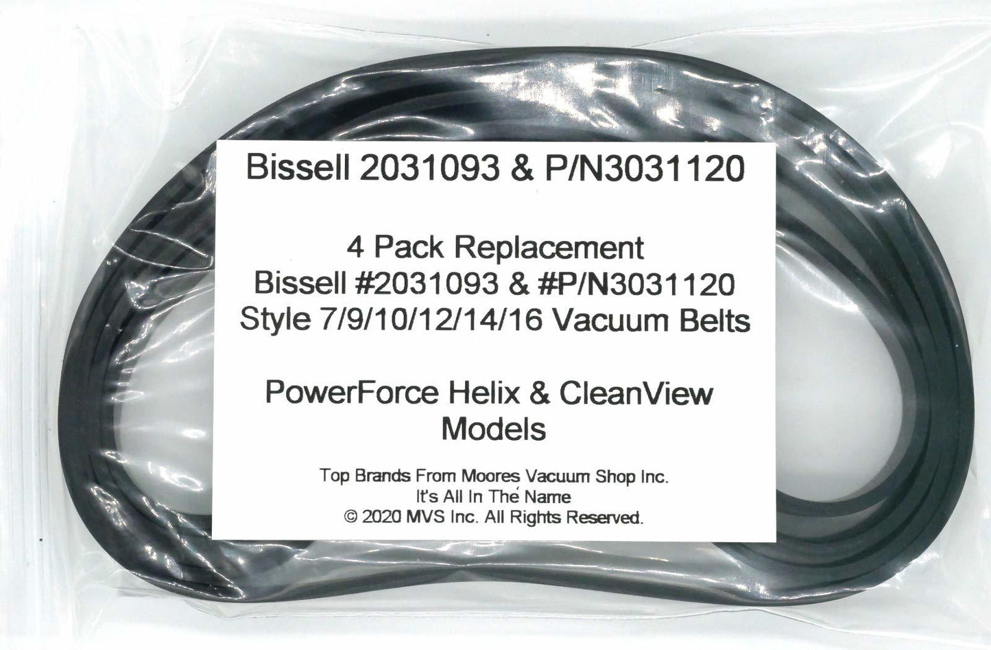 Compatible for Bissell PowerForce Helix & CleanView #2031093, P/N3031120 & #32074 Style 7/9/10/12/14/16 Replacement Vacuum Belts 4 Pack