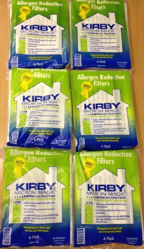 Kirby Universal Bags: 6 Packs (36 bags) of Universal Allergen Reduction White Cloth Bags Kirby #204811 and 20 Kirby Belts #301291 -5 year supply - Genuine Kirby Product - shipped by BuyParts