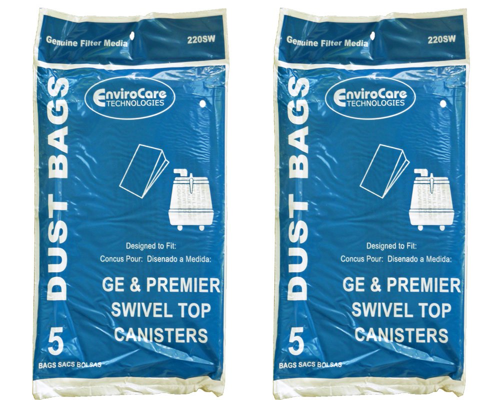 EnviroCare Replacement Vacuum Cleaner Dust Bags made to fit GE, Premier, Whirlwind, Everclean Swivel Top Canisters 10 Bags