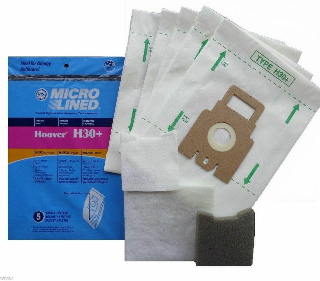 Hoover H30 40101001 Micro Allergen Vacuum Cleaner Bags by DVC Made in USA