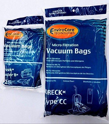 EnviroCare Replacement Micro Filtration Vacuum Bags Designed to fit Oreck Type CC (8 Bags) and Buster B Canisters (12 Bags)