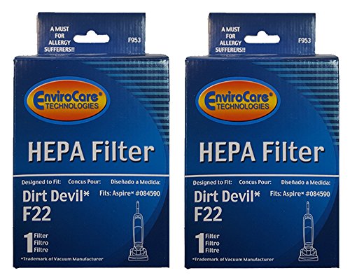 EnviroCare 2 Dirt Devil F22 Aspire HEPA Vacuum Cleaner Filters