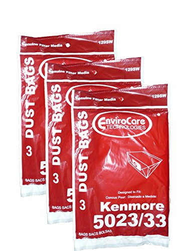 9 Kenmore Sears Allergy Vacuum Bag, Canister Vacuum Cleaners, 5023-5033 Bag Changed to Kenmore Type E for Manufacture Model # 609196, 116.25950