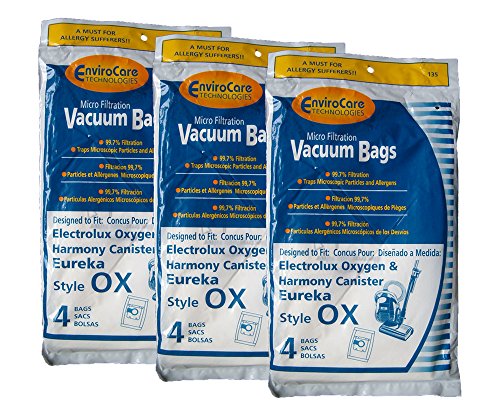 12 Electrolux Harmony Oxygen Canister Microfiltration Vacuum Bags 61230B EL200B