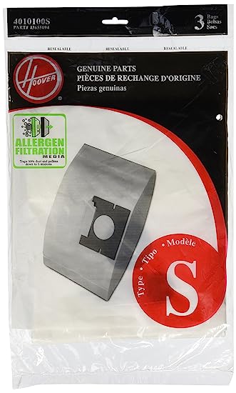Hoover Canister Type S Allergen Filtration Vacuum Bags 3 Pk Genuine Part # 4010100S