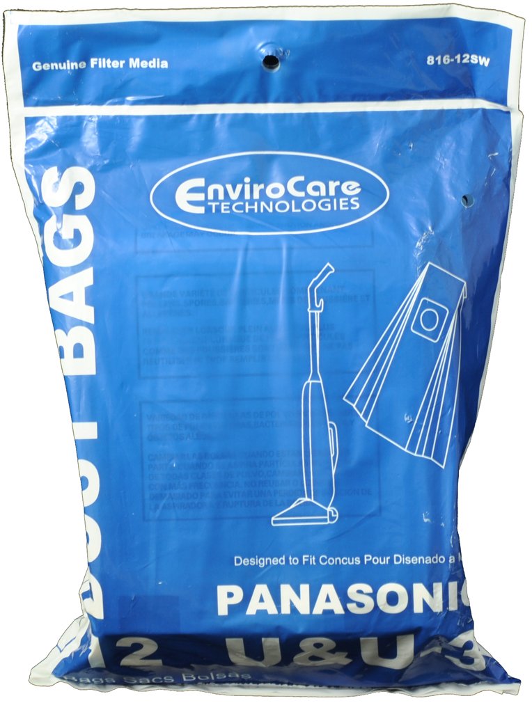 EnviroCare Type U, U3 Upright Vacuum Cleaner Bags Designed to Fit Panasonic 12 Bags in Pack