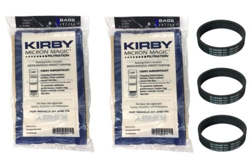 PartsBlast (6) Kirby 197294 Micron Magic Vacuum Bags & (3) Belts - NEW, GENUINE