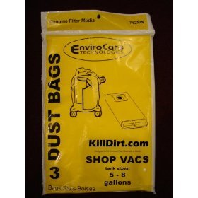 EnviroCare Replacement Vacuum Cleaner Dust Bags for Shop Vac Type E 5-8 Gallon Wet Dry Vacuums 3 pack