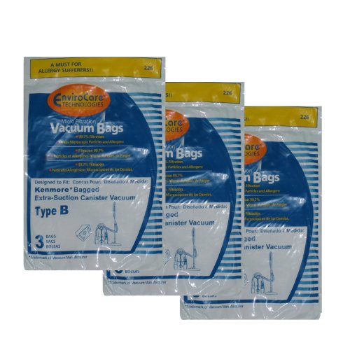 EnviroCare Replacement Micro Filtration Vacuum Bags Designed to Fit Kenmore Type B Galaxy Bagged Canister Models 9 Pack