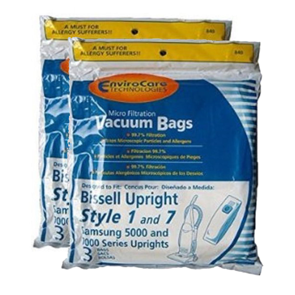 Bissell Style 1 & 7 Vacuum Bags For Power Force Upright 6 Pk Part - 840