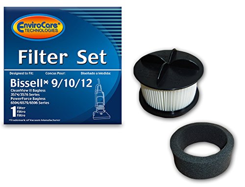 EnviroCare Replacement Vacuum Cleaner Filter Designed to Fit Bissell 9/10/12 HEPA Pleated Micro Inner Filter and Outer Foam Filter