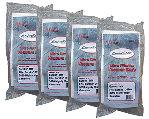 40 Eureka Style MM Commercial Bags Allergy Mighty Mite Vacuum, Canister Limited, Sanitaire Vacuum Cleaners, 3670, 3680, 3690, 602695, 60295B, 60295-12, 60296, 60296-12(filteraire), 60297-10, S3681B, SC3683A, SC3686A