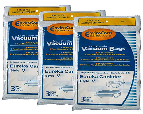 EnviroCare Replacement Micro Filtration Vacuum Cleaner Dust Bags made to fit Eureka Style V Canisters 9 Pack