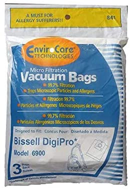 3Pk Vacuum Paper Bags For Bissell Fits Digi Pro 6900 Models # 841