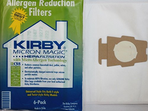 Kirby 6 Universal & F Style Cloth White Sentria 2 Micron Vacuum Bags +2 Belts