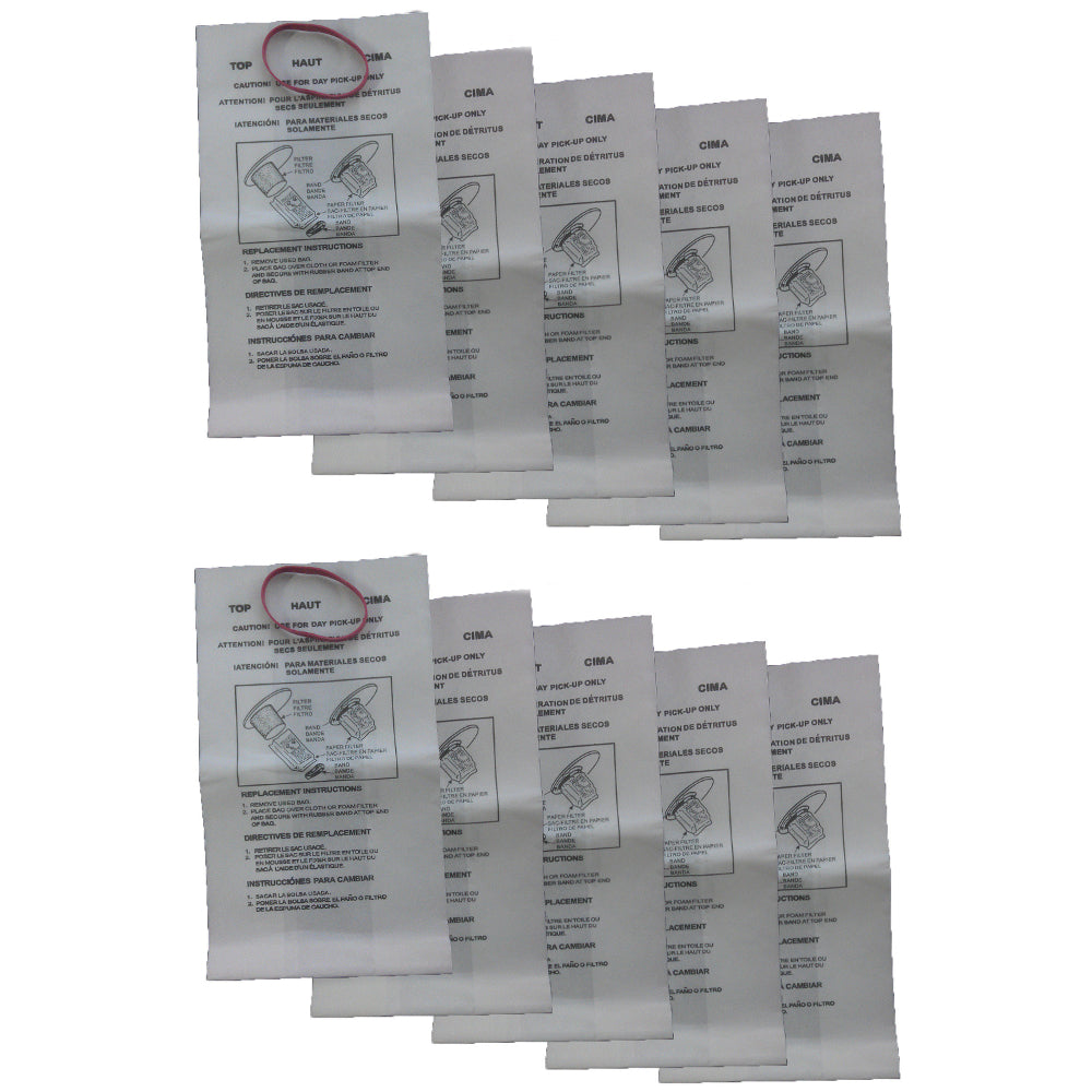 Shop Vac Vacuum bags (10 Bags w/ 2 Rubber bands) Part # 830SW by EnviroCare
