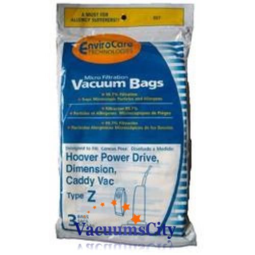 Hoover Power Drive & Caddy Vac Upright Type Z Filter Paper Bags 3 Pk Part # 857