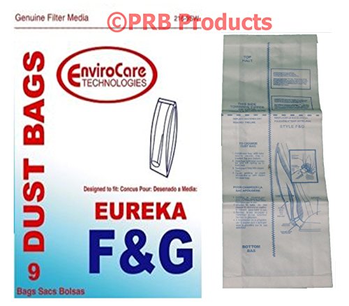 EnviroCare Replacement Premium Vacuum Cleaner Dust Bags made to fit Eureka F&G Uprights 9 bags