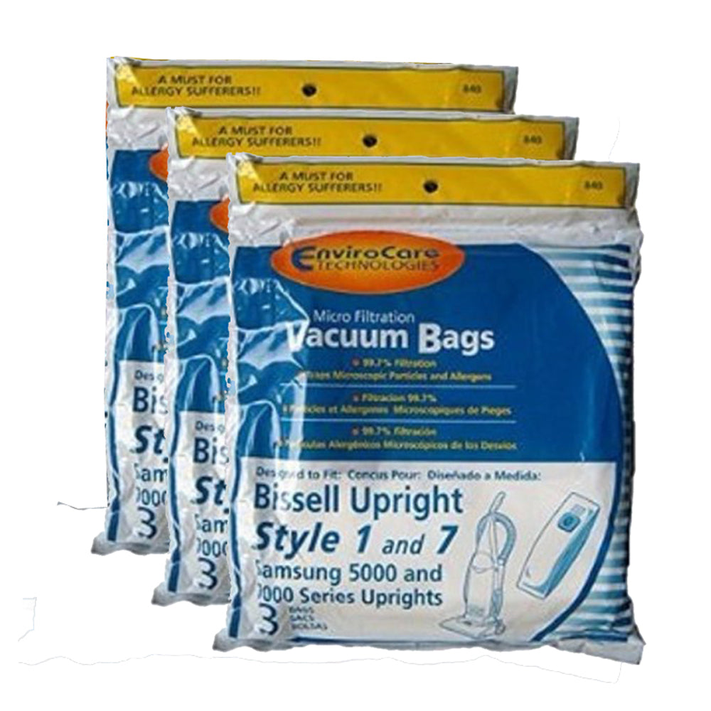 Bissell Style 1 & 7 Vacuum Bags For Power Force Upright 9 Pk Part - 840