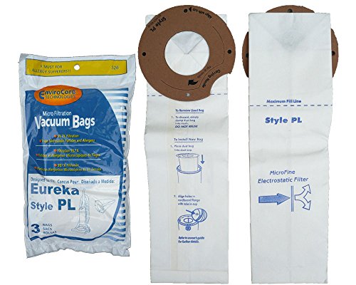 EnviroCare Replacement Micro Filtration Vacuum Cleaner Dust Bags compatible with Eureka Style PL Upright Vacuums 3 Pack