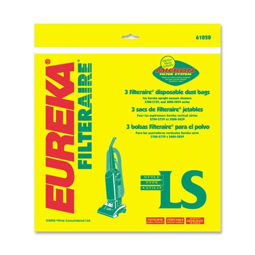 Eureka - Vacuum Bags,LS Style Filterer,F/Series 5700/5839,3/PK,WE, Sold as 1 Package, EUK 61820B6