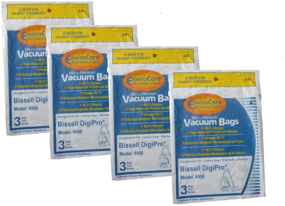 (12) Vacuum Paper Bags For Bissell Fits Digi Pro 6900 Models # 841