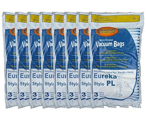 24 Eureka Electrolux Style PL Upright Vacuum Bags, Bagged Uprights, Maxima Vacuum Cleaners, 62389, 62389A, EU-62389, 62389-6, 62480, 62389-g3, 4750, 4750A, 4760, 4760AZ,