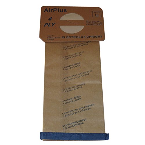 Replacement Part For Electrolux 30 Bags for Upright Vacuum Cleaner Style U 4 Ply Paper Bags # compare to part 62100, 6210010, 103483