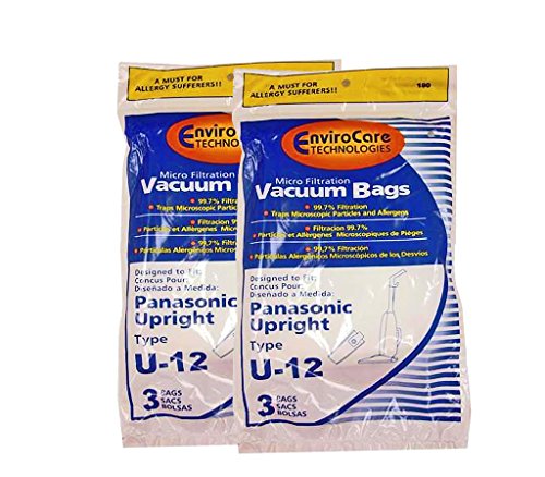 EnviroCare 6 Panasonic U6 U12 Upright Vacuum Allergy Bags Quiet Force Performance Plus Platinum Optfilo