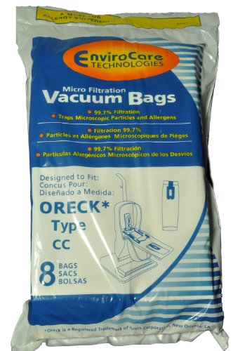 EnviroCare Oreck Type CC Upright Vacuum Cleaner Bags, Designed to fit Oreck XL Vacuums, 8 Pack