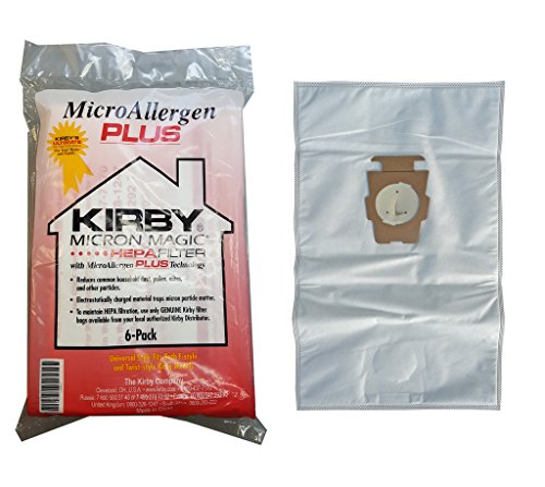 Kirby 204814 Micron Magic HEPA Filter Plus Bags, 6, White Vacuum Bags