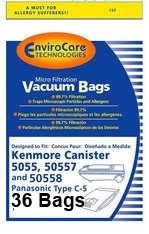 Kenmore 5055, 50557, 50558 Vacuum Cleaner Bags by Envirocare Technologies (36 Pack) - Generic