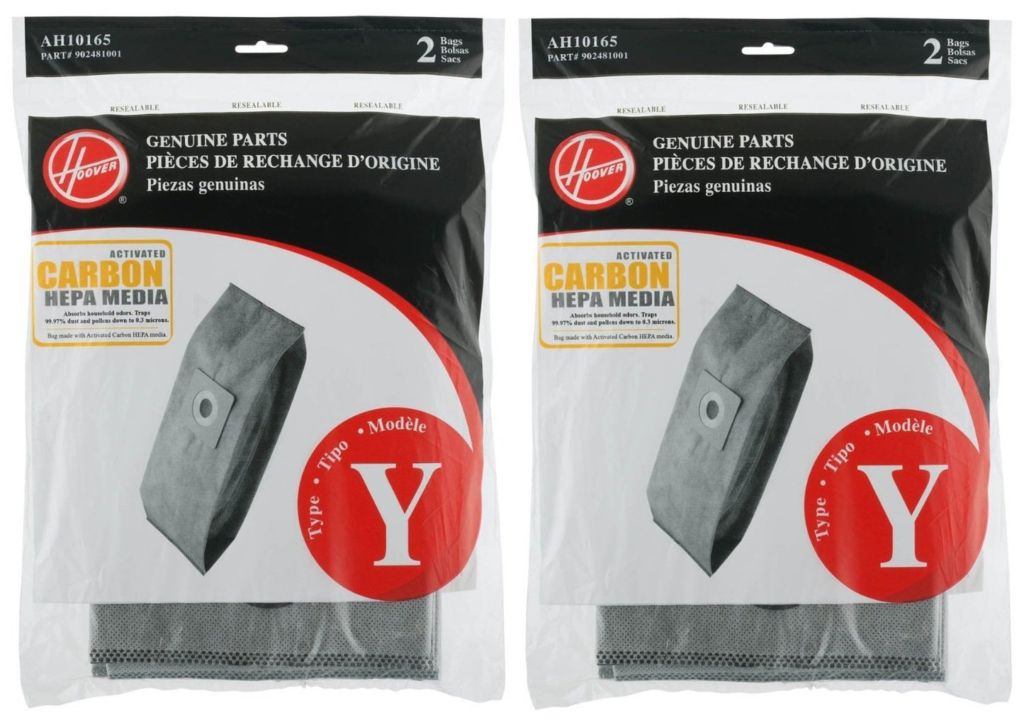 Hoover Type Y Carbon HEPA Bag (4-Pack), AH10165