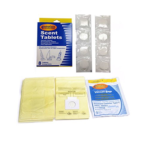Replacement for Kenmore Mircrofiltration Canister 50558, 5055, 50557 9 Bags 8 Scent Tabs