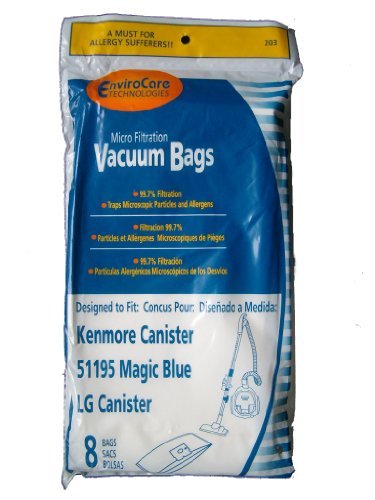 48 Kenmore Type M Sears 51195 Magic Blue LG Vacuum Bags, Ultracare, Canister Vacuum Cleaners, 20-51195, 609323, 21195, 21295, 24195, 21495