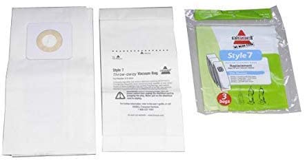 Bissell 32120 Style-7 Paper Bags 3Pk For Models 1739, 1739R, 2019, 20191, 20193, 35452, 3545, 3545D, 1398, 1398R, 71Y7, 71Y71, 71Y72, 71Y73, 71Y7R, 71Y7V, 71Y7W, 71Y7Y