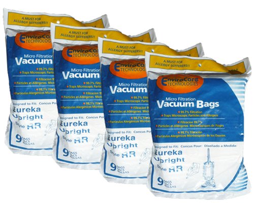 36 Eureka Type RR Upright Allergy Vacuum Bags, Omega Upright, Ultra, Boss Smart Vacuum Cleaners, 4800 Series...4870, 4874, 4875, 61115, 61115-12 (Filteraire), 4870GZ, 4870GZX, 4870J, 4870K, 4870M, 4870MZ