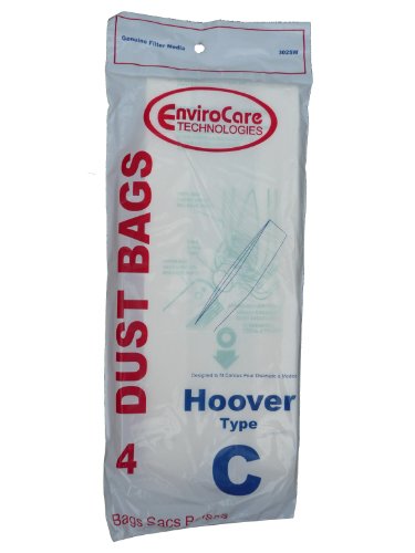 4 Hoover Type C Vacuum Bags for Convertible Upright, Bottom Fill Convertible, Lightweight, O/S Vacuum Cleaners, 43651-050, 43651050, 4010003C, 4010077C, 1340, 1350, 1351, 13560, 1370, 1372, 13290, 1391, 2552, 2552B, 2650, 2651
