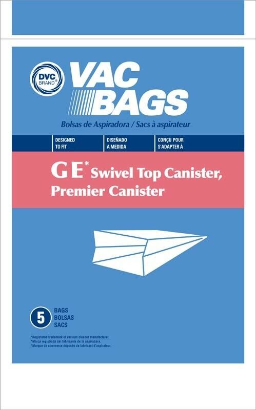 GE Swivel Top Canister Premier Canister Vacuum Cleaner Bags by DVC Made in USA