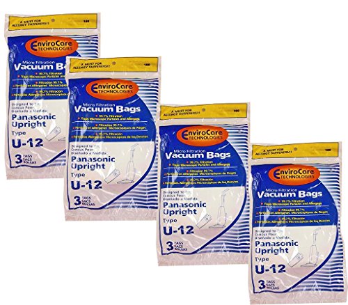 EnviroCare 12 Panasonic U6 U12 Upright Vacuum Allergy Bags Quiet Force Performance Plus Platinum Optfilo