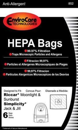 Simplicity Jack and Jill HEPA Vacuum Cleaner Bags - 6 pack Replaces SZH-6