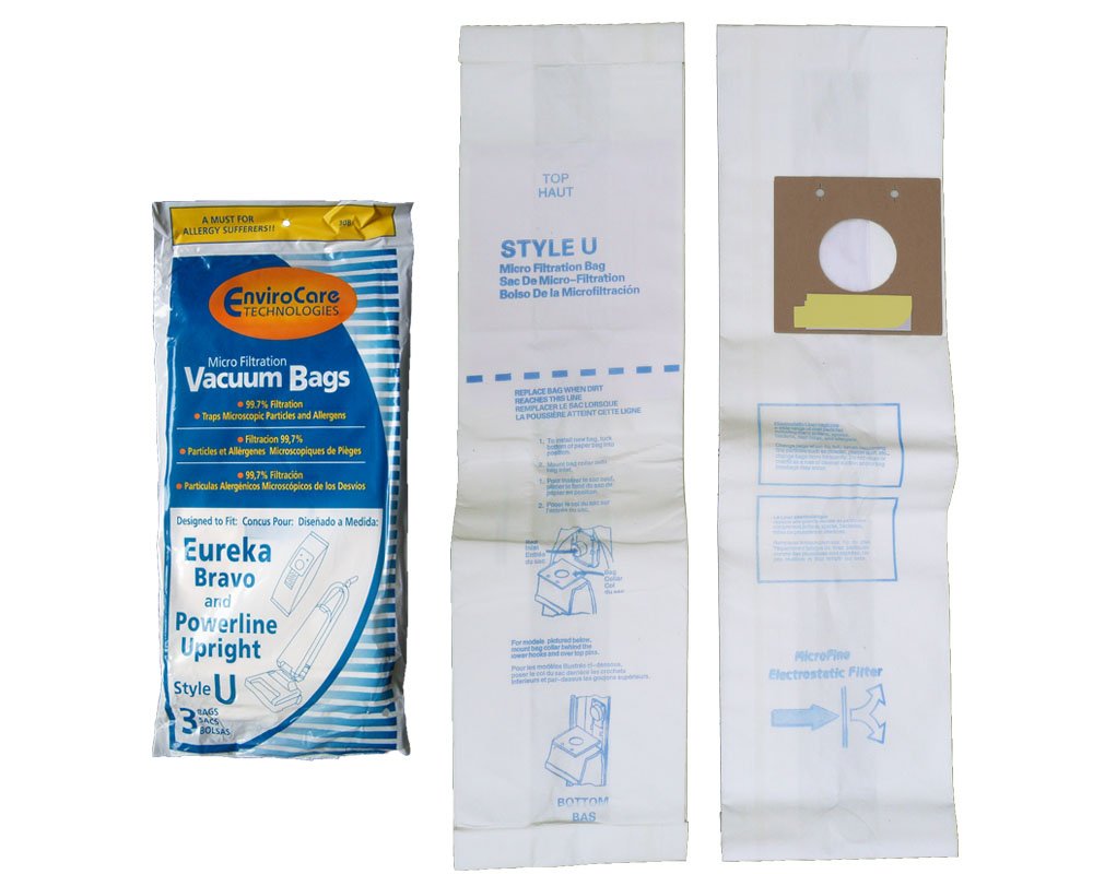 Eureka Bravo and Powerline Upright Style U Bags Microfiltration with Closure ...